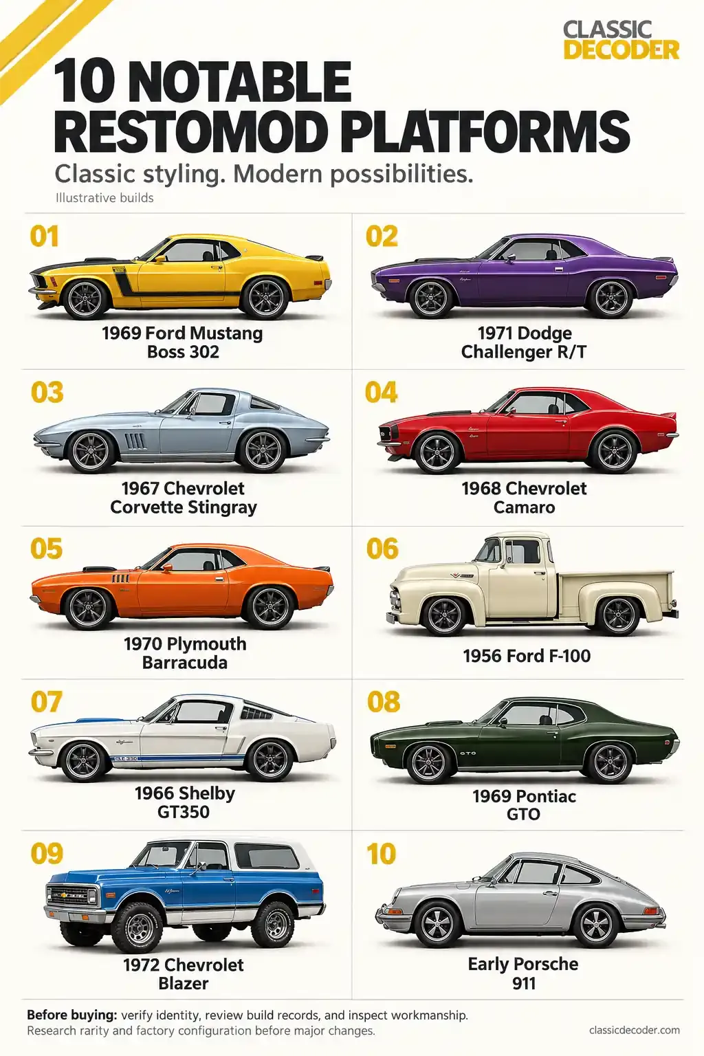 top 10 restomod cars infographic