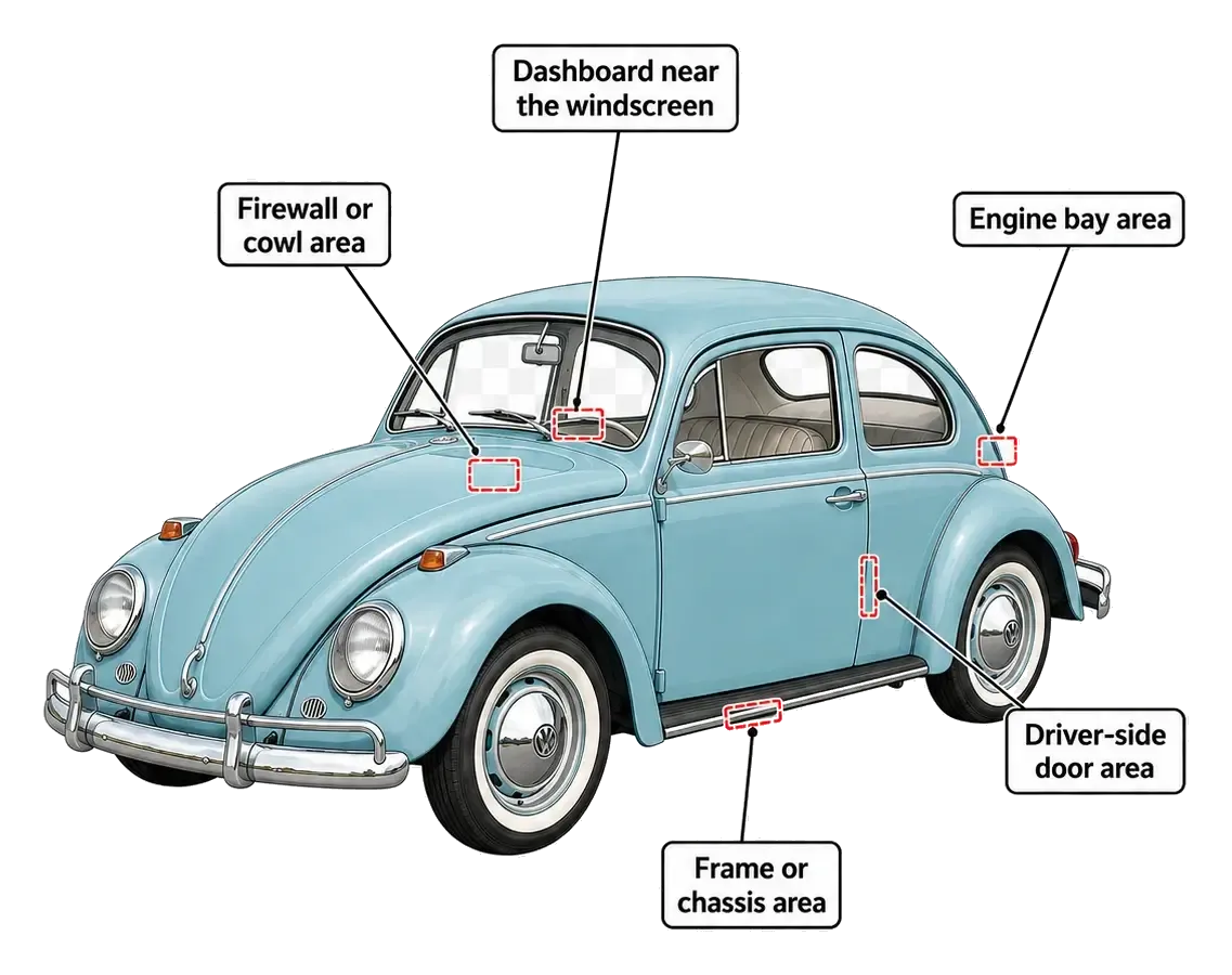 VIN Location on Classic Volkswagen 