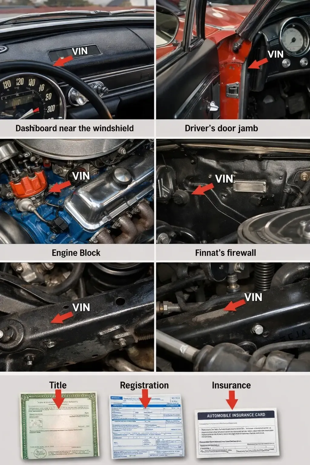Vin location on classic car to get histoy classic car report
